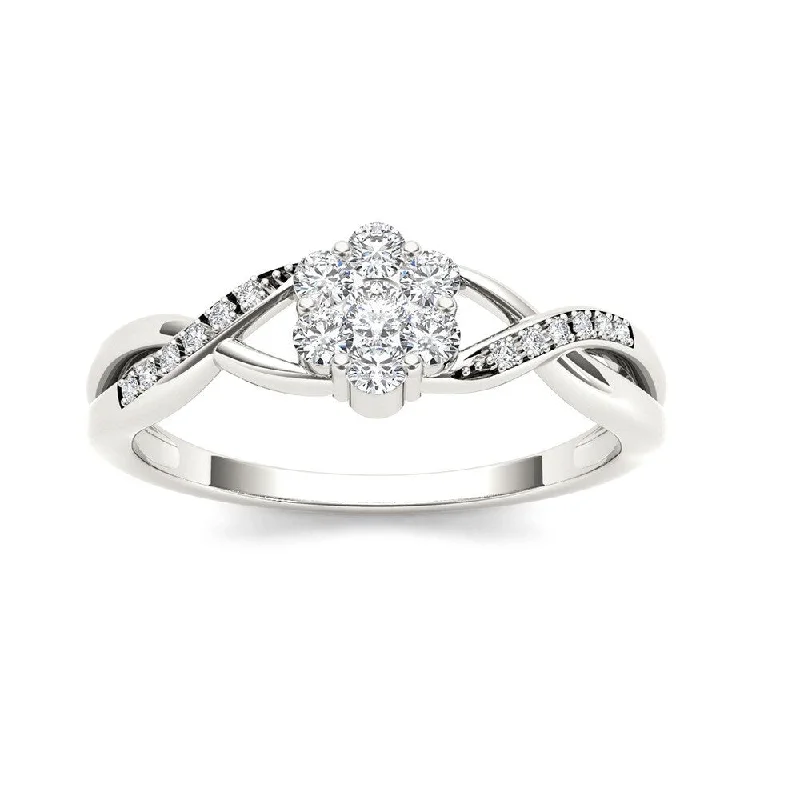 De Couer IGI Certified 10k White Gold 1/4ct TDW Diamond Promise Ring