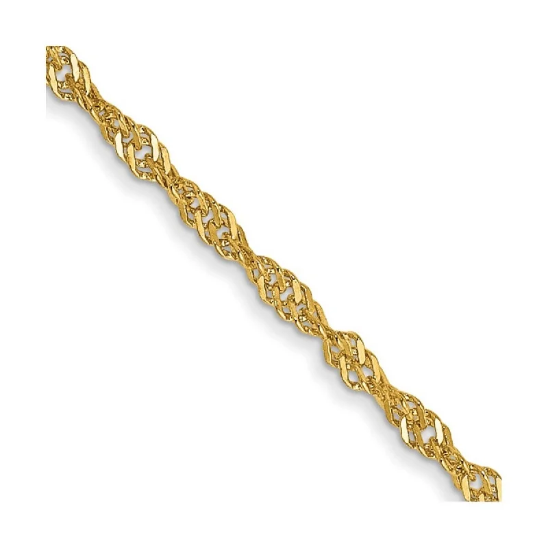 Curata Women's 14k Yellow Gold 1.6mm Singapore Chain Anklet - 10 Inch - O Ring Closure