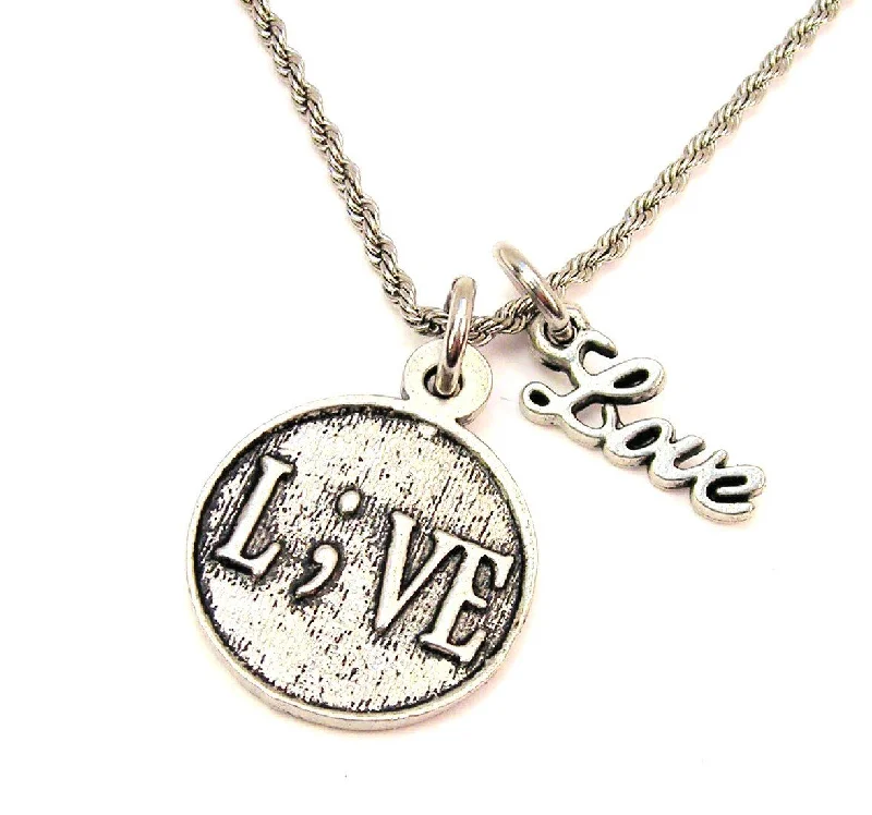 fashion choker necklaces -L;ve Suicide Prevention 20" Chain Necklace With Cursive Love Accent