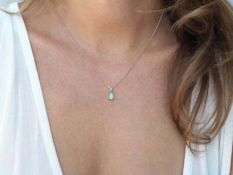 layered necklaces for women -Opal Necklace, Diamond Necklace