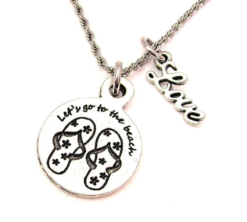 anniversary necklaces for women -Let's Go To The Beach 20" Chain Necklace With Cursive Love Accent