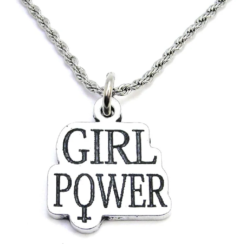 birthstone necklaces for women -Girl Power Single Charm Necklace