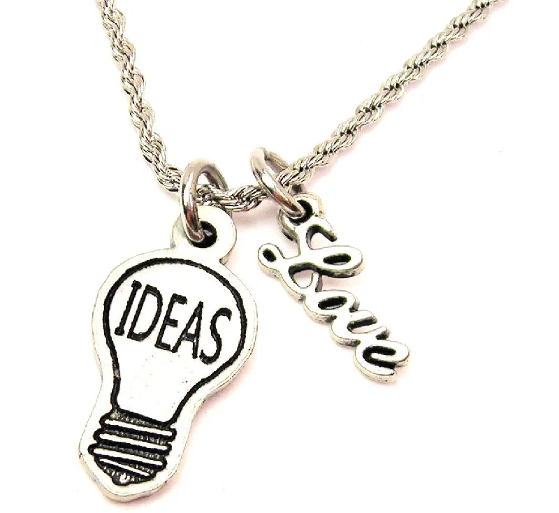 birthstone pendant necklaces -Ideas Light Bulb 20" Chain Necklace With Cursive Love Accent