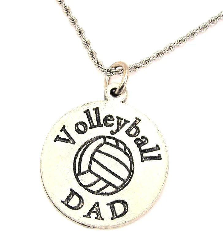 multi-strand necklaces for women -Volleyball Dad Single Charm Necklace