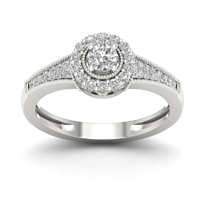 De Couer 1/3ct TDW Diamond Halo Ring (H-I, I2) - White