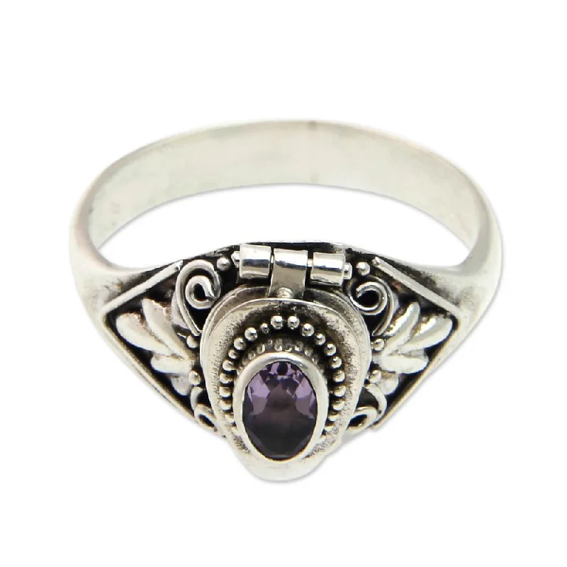 NOVICA Handmade Sterling Silver 'Mysterious Garden' Amethyst Ring (Indonesia)