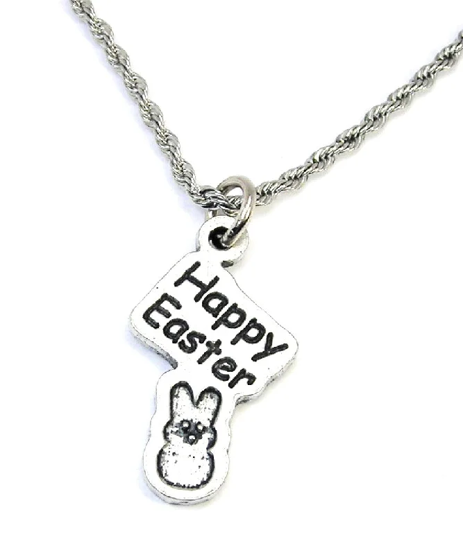 trendy necklaces for women -Happy Easter Bunny Single Charm Necklace