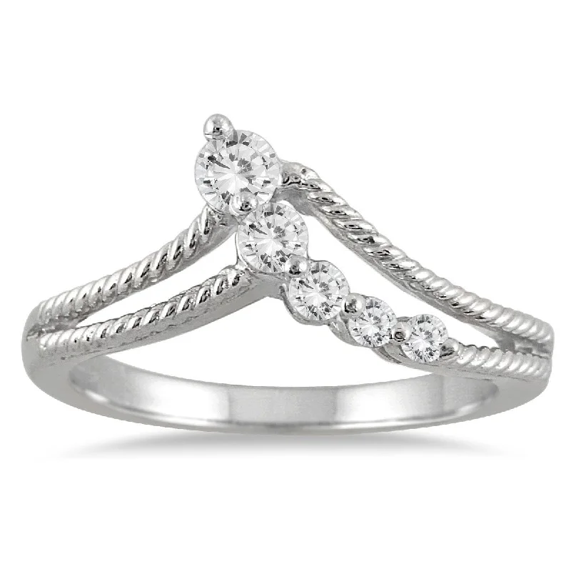 Marquee 1/4 Carat TW Diamond Journey Ring in 10K White Gold