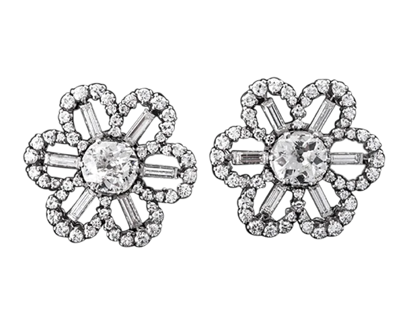 diamond cluster rings for women -diamond drop earrings for women -Art Deco Diamond Earrings, 7.10 Carats