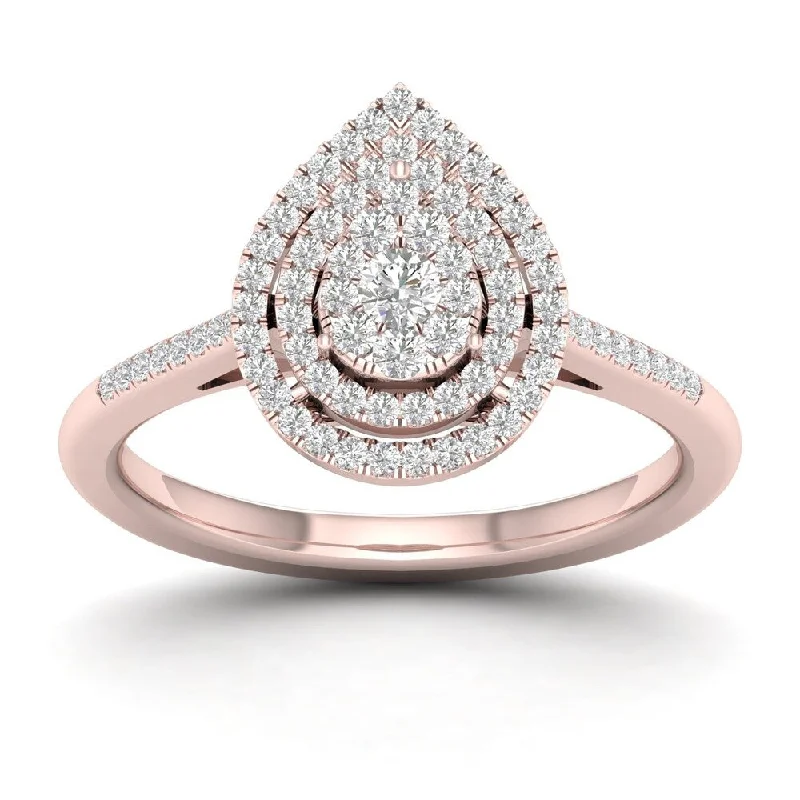 De Couer 1/4ct TDW Diamond Cluster Pear Shape Ring - Pink