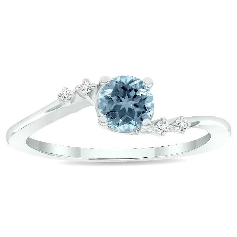 Women's Aquamarine and Diamond Tierra Ring in 10K White Gold