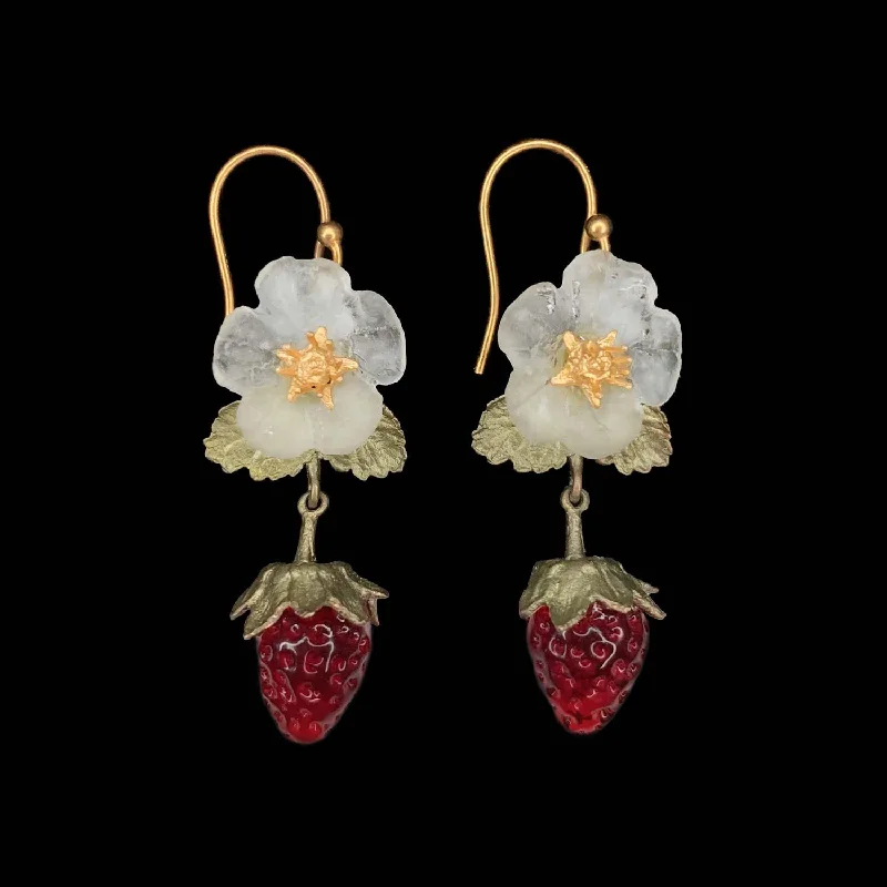 elegant diamond rings for women -luxury ear cuffs -Strawberry Earrings - Flower Wire Drop