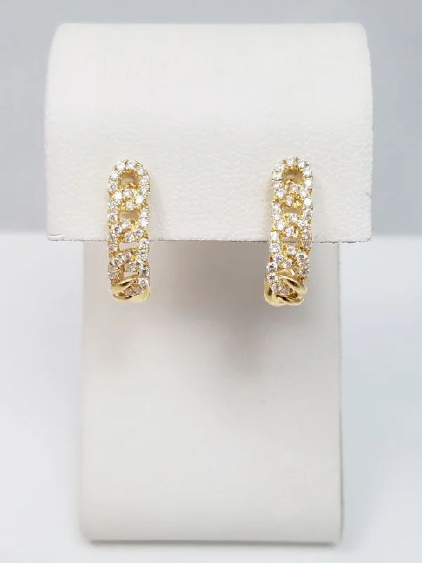 wedding rings with gemstones -elegant gemstone earrings -NEW Natural Diamond 18k Yellow Gold Hoop Earrings