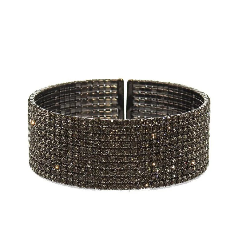 fashion bangles for weddings -Pave Hematite Crystal Cuff