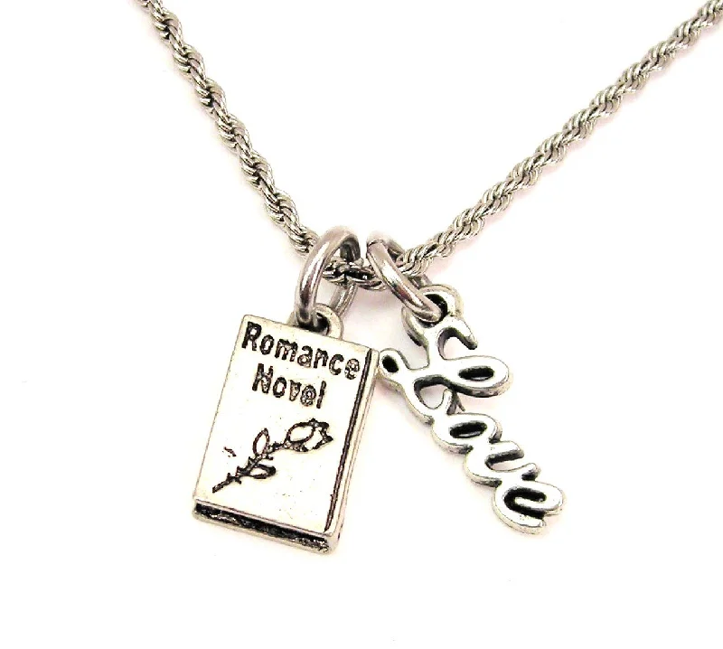 diamond necklaces for women -Romance Novel 20" Chain Necklace With Cursive Love Accent