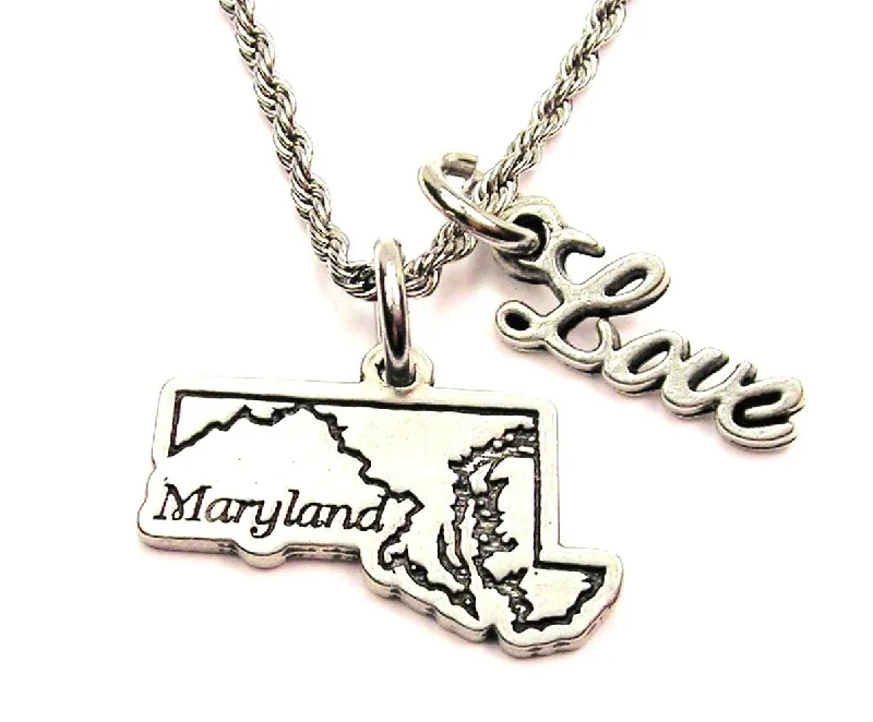 pearl necklaces for women -Maryland 20" Chain Necklace With Cursive Love Accent