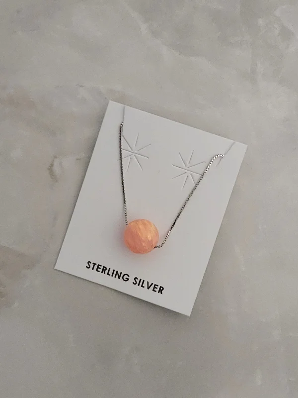 charm necklaces for women -Sterling Silver Opal Ball Necklace