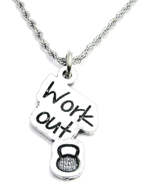 custom name necklaces for women -Work Out With Kettle Bell Single Charm Necklace