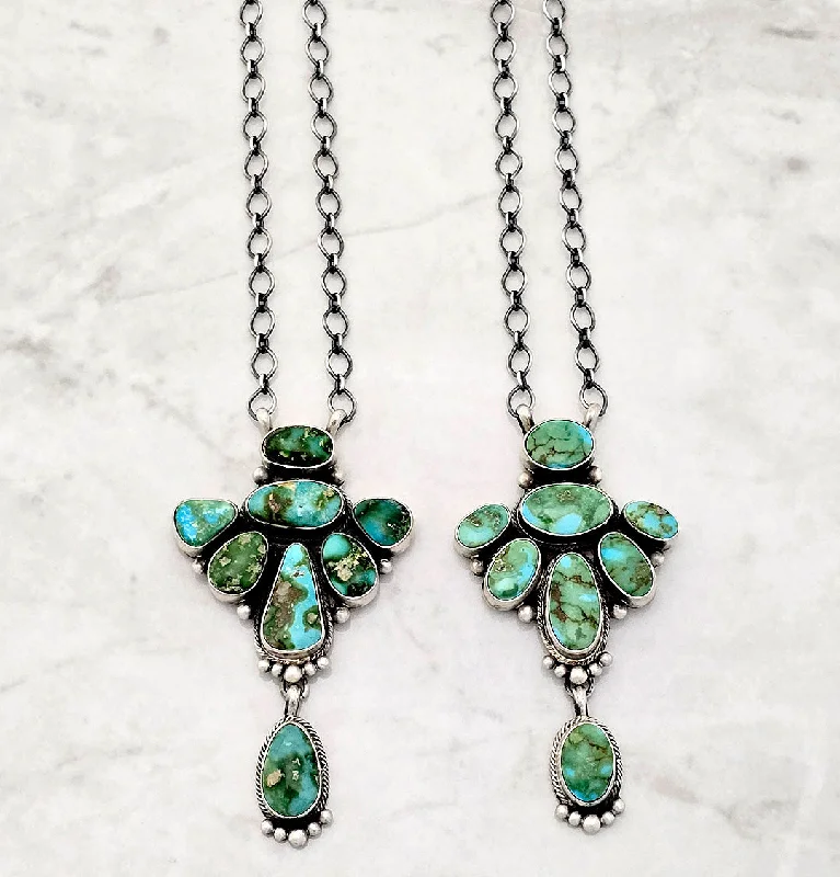 gold pendant necklaces for women -Sterling Silver Sonoran Gold Turquoise Cluster Necklace