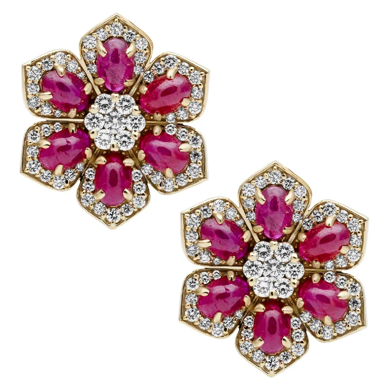 gold rings for women -diamond earrings for women -Earrings - Ruby And Diamond