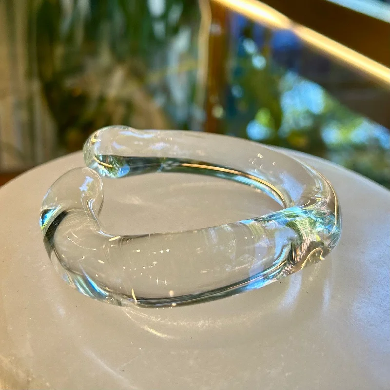 chic bangles for women -Transparent Glass Cuff