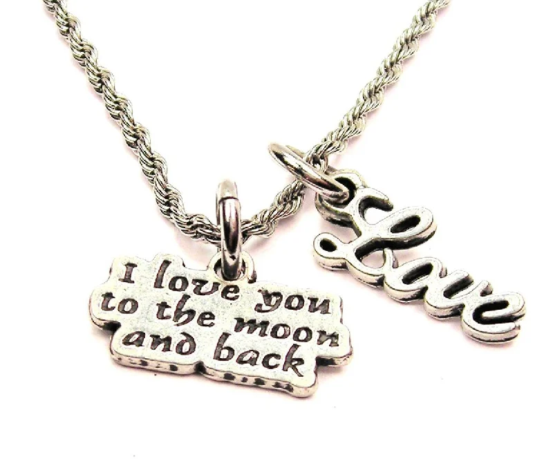 stylish pearl necklaces for women -I Love You To The Moon And Back 20" Chain Necklace With Cursive Love Accent