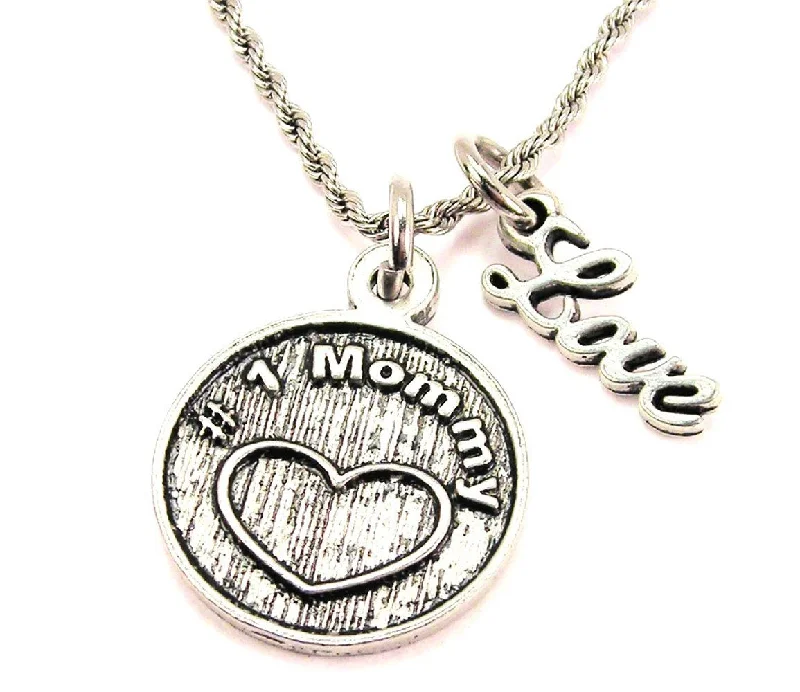 luxury crystal necklaces for women -#1 Mommy 20" Chain Necklace With Cursive Love Accent