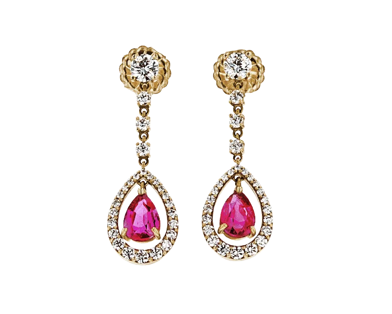 minimalist rings for women -luxury drop earrings -Untreated Burma Ruby Earrings, 1.74 Carats