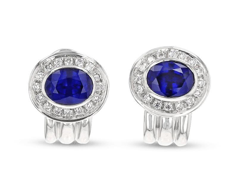 halo engagement rings -vintage earrings for women -Oval Sapphire Earrings, 5.00 Carats