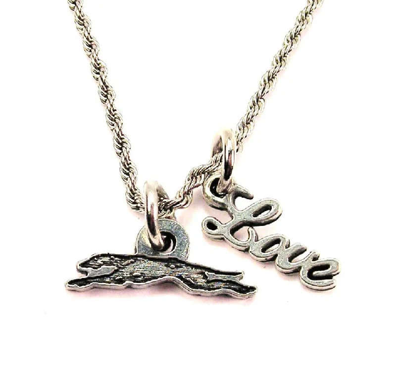 vintage gold necklaces for women -Leaping Greyhound 20" Chain Necklace With Cursive Love Accent