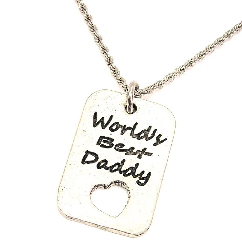 adjustable necklaces for women -World's Best Daddy Dog Tag Single Charm Necklace