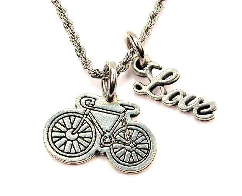 long chain necklaces for women -Bicycle 20" Chain Necklace With Cursive Love Accent