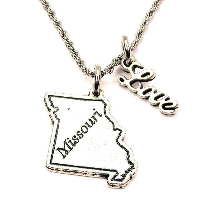 fashion necklaces for women -Missouri 20" Chain Necklace With Cursive Love Accent