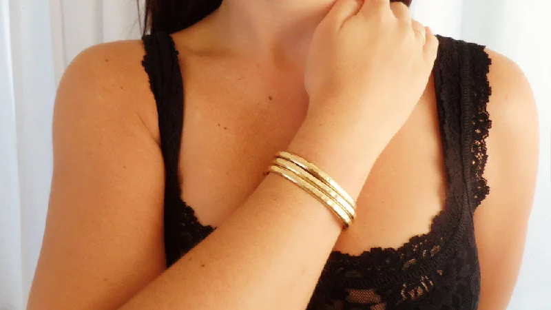 eco-friendly bracelets for women -Gold Fill Cuff Set (3 Large)