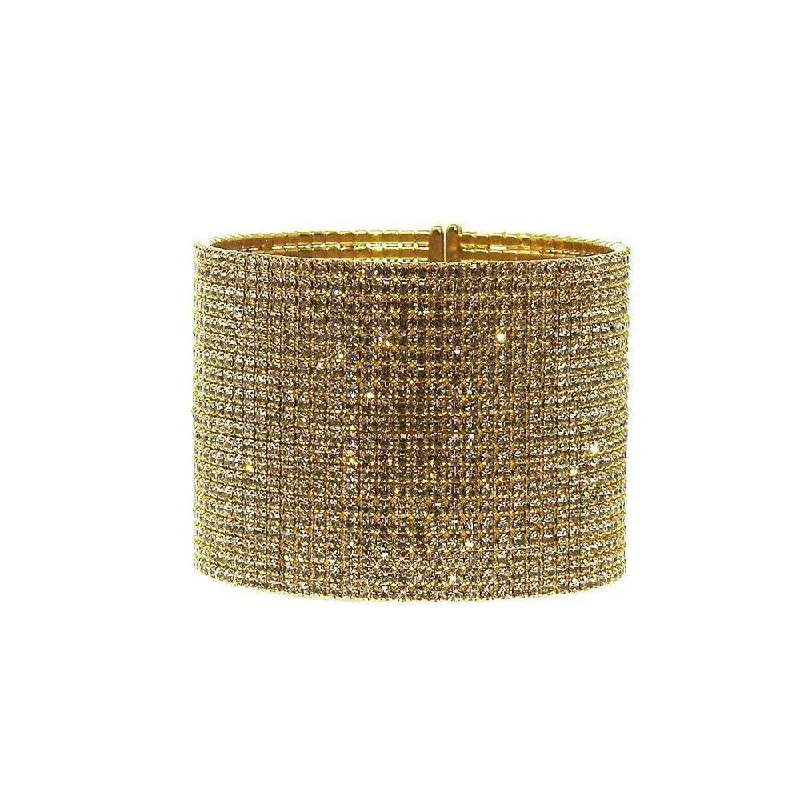 sterling silver cuff bangles -Gold Pave Crystal Cuff