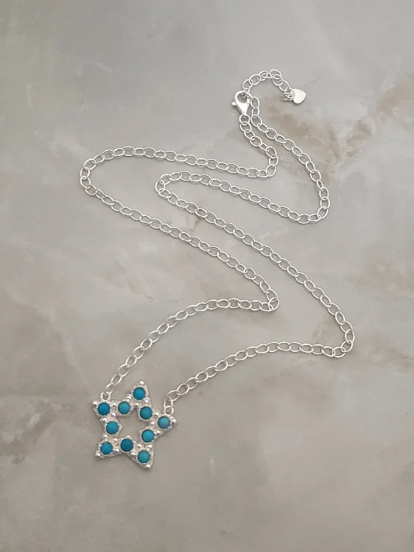 delicate pearl necklaces for women -Sterling Silver Turquoise Star Necklace