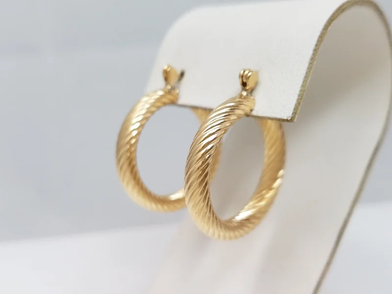 gold wedding bands for women -hoop earrings with diamonds -Stylish 14k Yellow Gold Hollow Spiral Hoop Earrings