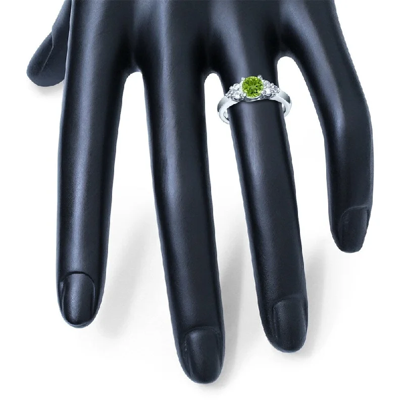 6MM Peridot and Diamond Cynthia Ring in 10K White Gold