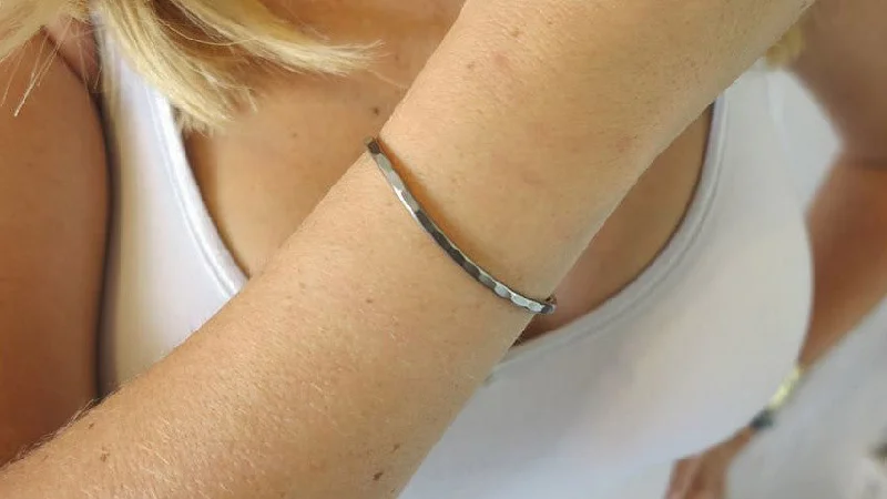 glitter bangles for women -Small Gunmetal Cuff