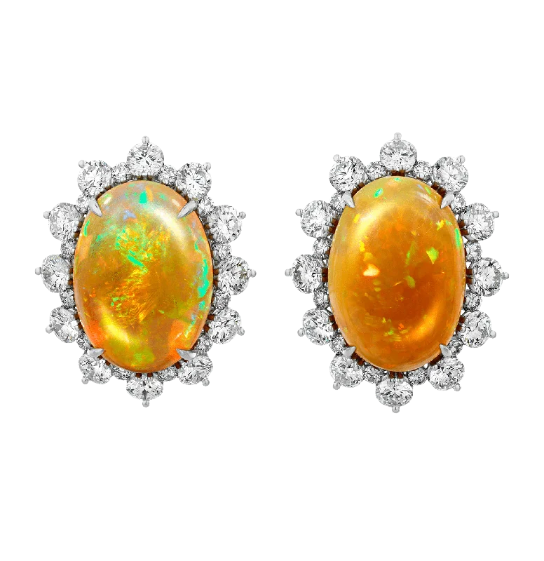 eternity diamond rings for women -pearl drop earrings for women -Fire Opal Earrings, 13.40 Carats