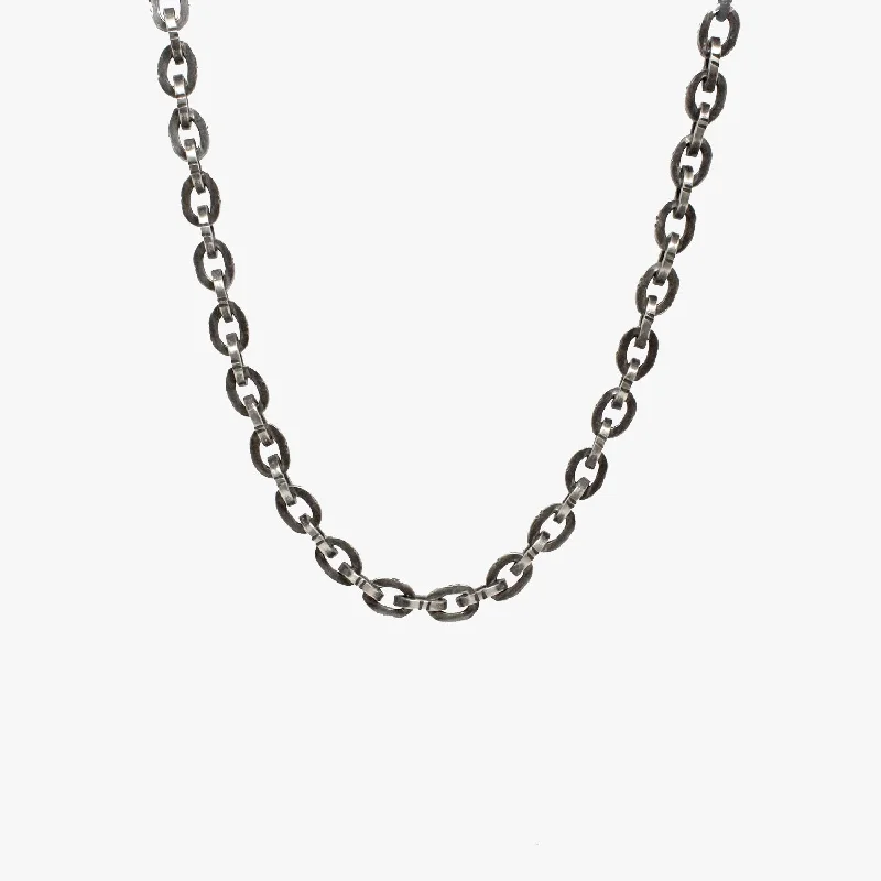 handmade pendant necklaces -Sterling Flat Link Chain Necklace