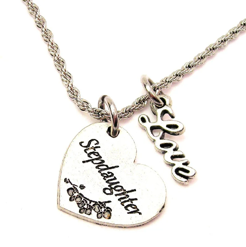 layered gold necklaces for women -Stepdaughter 20" Chain Necklace With Cursive Love Accent