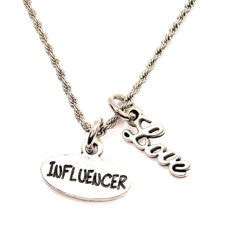 engraved necklaces for women -Influencer 20" Chain Necklace With Cursive Love Accent