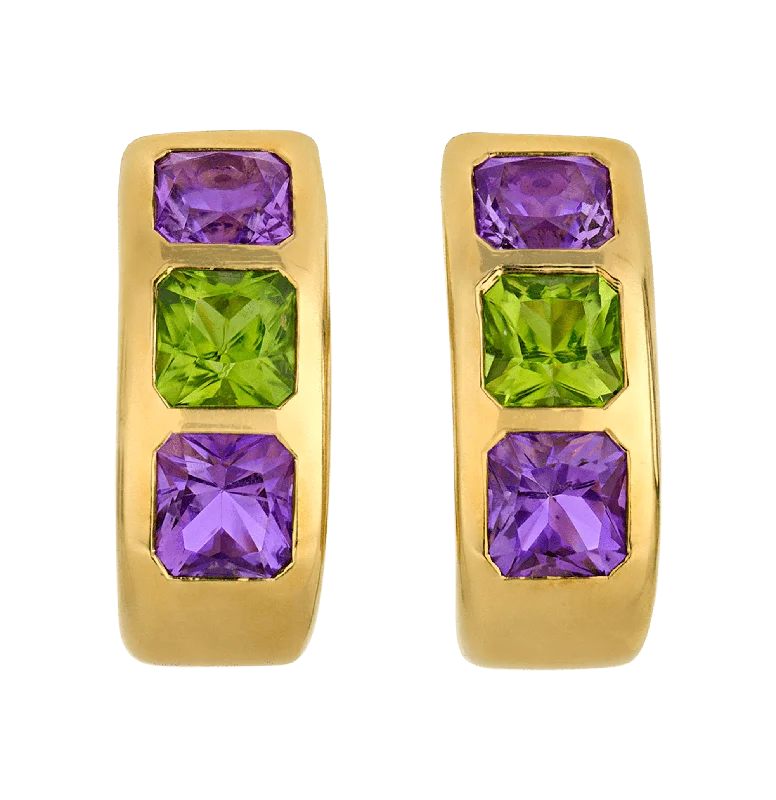 custom engraved rings -silver stud earrings for women -Van Cleef & Arpels Amethyst and Peridot Earrings, 18.00 Carats