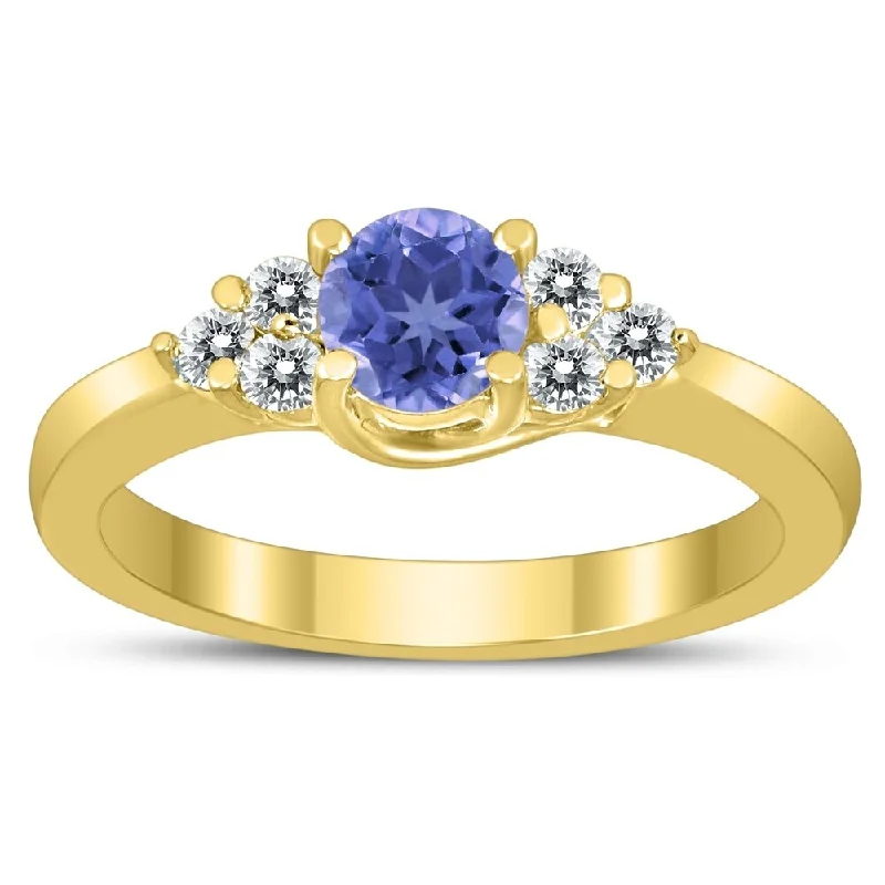 5MM Tanzanite and Diamond Cynthia Ring in 10K Yellow Gold