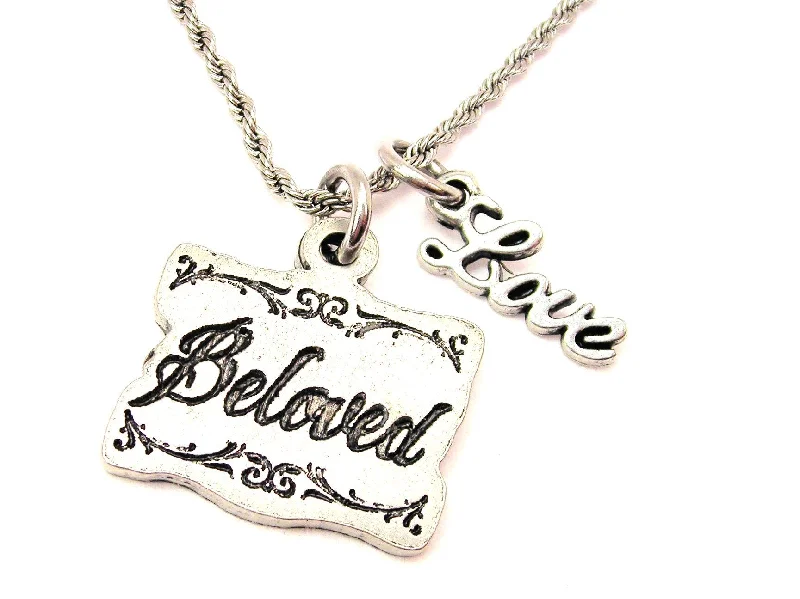 women's gold necklaces -Beloved 20" Chain Necklace With Cursive Love Accent