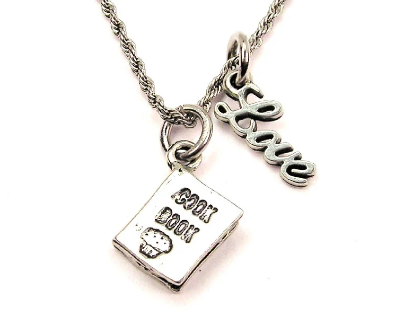 romantic necklaces for women -Cook Book 20" Chain Necklace With Cursive Love Accent