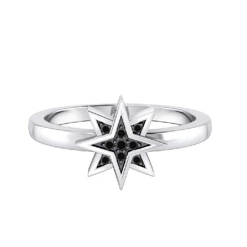 Auriya 0.03ctw Cosmic Micro-pave Accent Black Diamond Star Ring 14K Gold