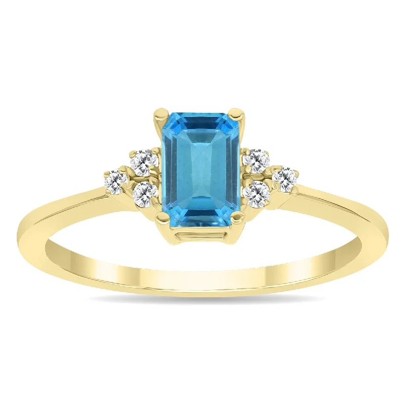 Blue Topaz and Diamond Regal Ring in 10k Yellow Gold