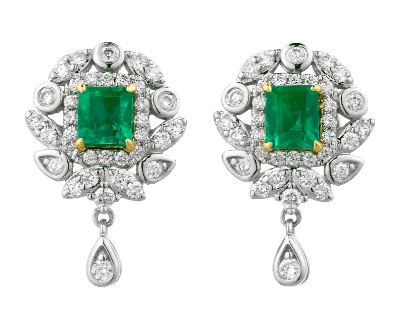 anniversary rings with gemstones -romantic pearl earrings for women -Colombian Emerald Earrings, 1.00 Carat